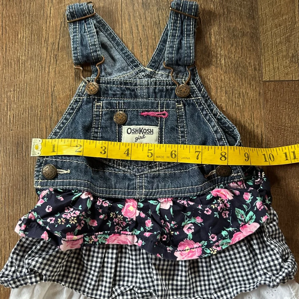 Baby OshKosh B'gosh Overalls 12 Months Blue Black Floral Gingham
